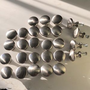 Classic round 1-1/4 inch satin nickel solid cabinet knob 27 count
